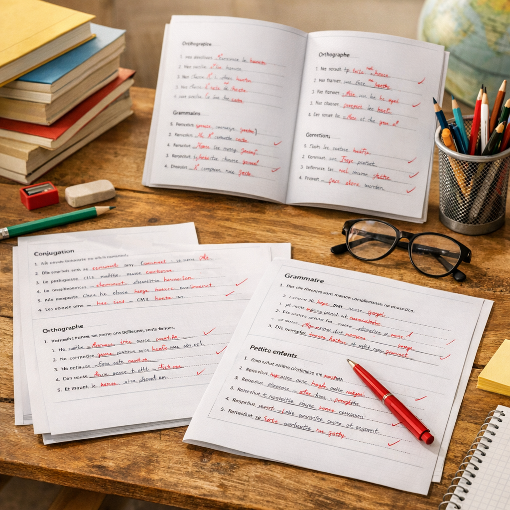 Exercices de français CM1 avec corrigé : conjugaison, orthographe et grammaire