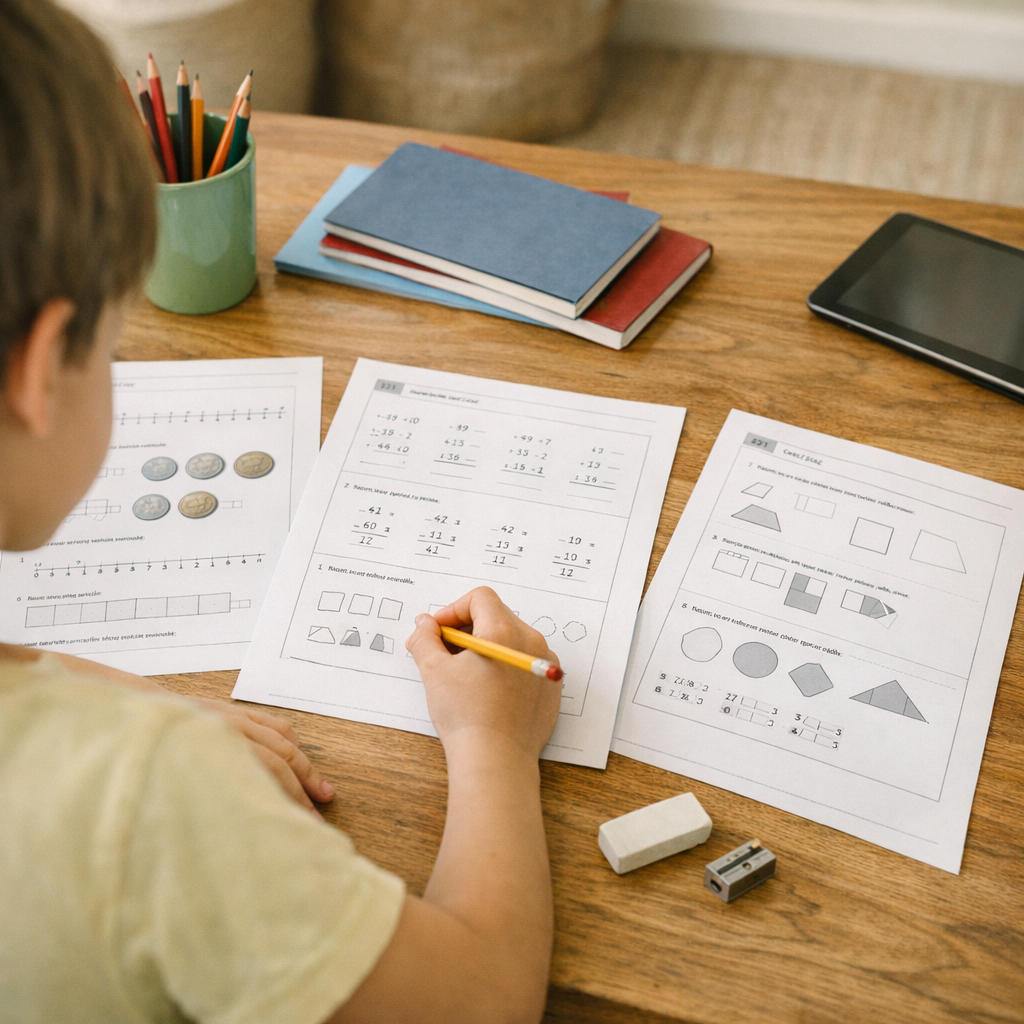 Cahier de maths CE2&nbsp;: organiser les exercices à imprimer sans surcharger l’enfant
